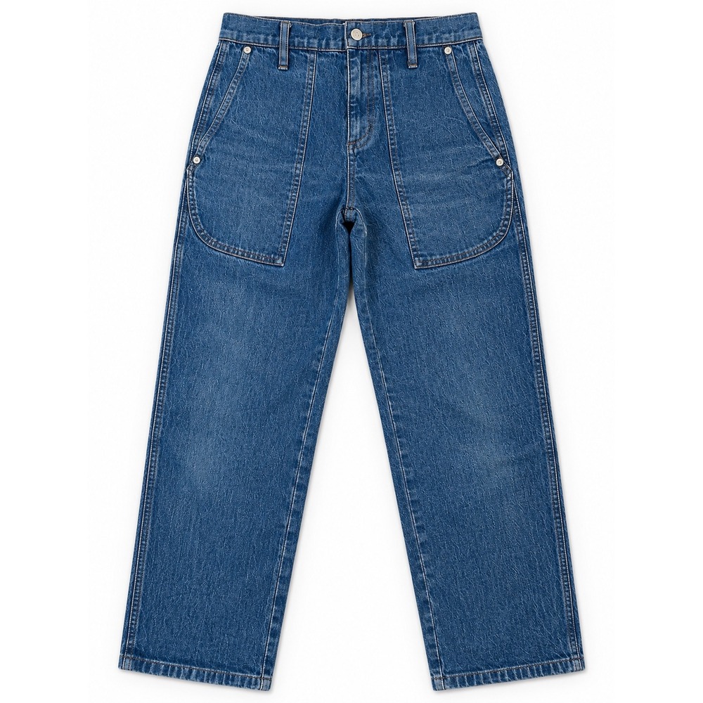 J.Crew Women 25 Medium Wash High Rise Patch Pocket Utility Straight Leg Jeans